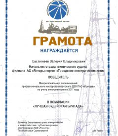 Специалист «Городских электрических сетей» победил в номинации «Лучшая судейская бригада» на соревнованиях в Астрахани