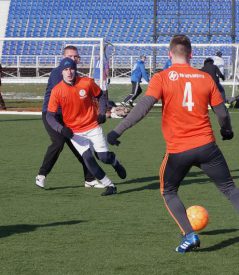 На стадионе ЦСКА проходит турнир по мини-футболу среди энергетиков